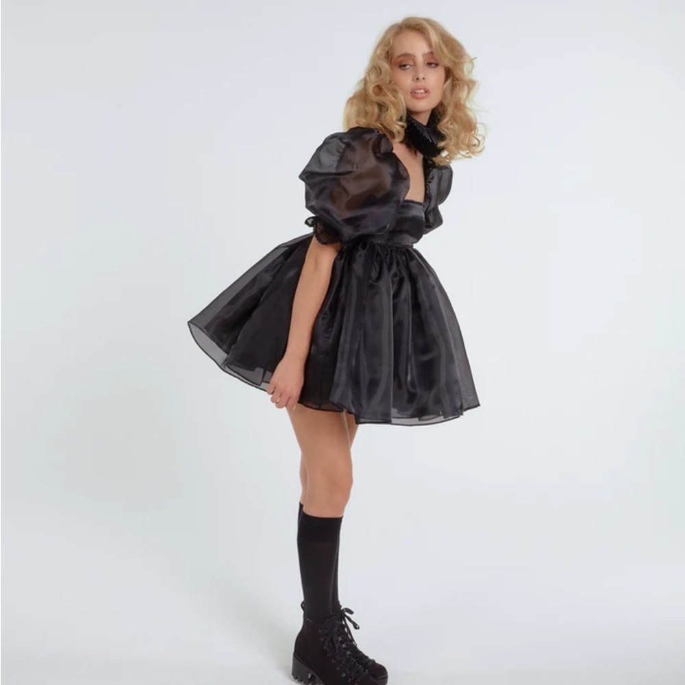 Selkie black caviar puff mini dress plus size 3x - Picture 3 of 6